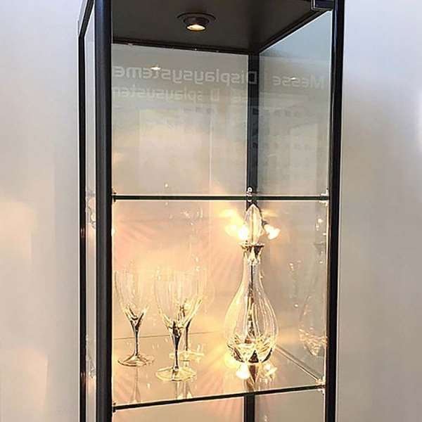 Showcase Tower Solo, black, with storage and LED spots
