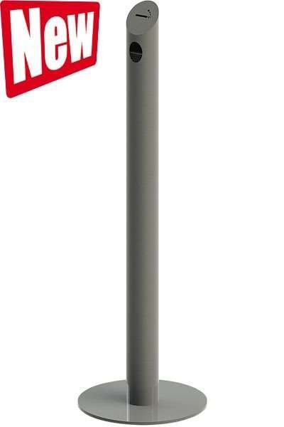 Cigarette Bin Pole, grey laquered, for outdoor use