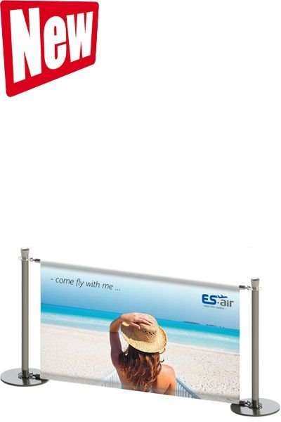 Crowd control adaptor for banner pole - black