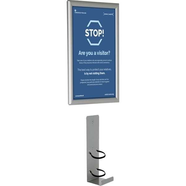 Hand Dispenser Shelf and Alu Snap Frame A4 - Wall set