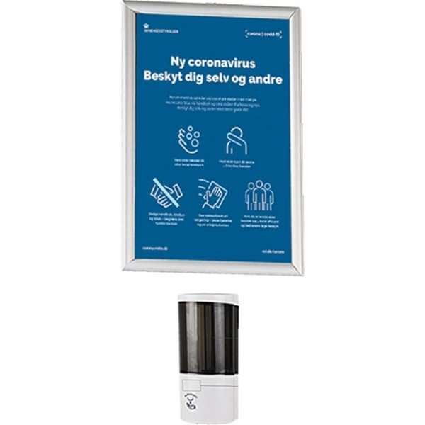 Hand Dispenser 500 ml and Alu Snap Frame A4 - Wall Set