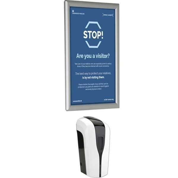 Hand Dispenser 1000 ml and Alu Snap Frame A3 - Wall Set