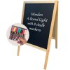 Wooden A-Board,  natural wooden frame and black chalkboard plate, 60 x 100cm incl. 8 chalk board markers #1