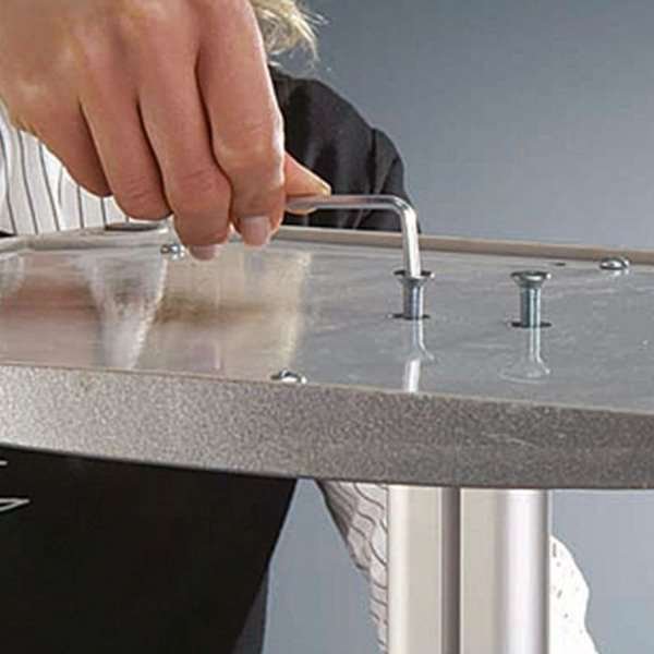 Mini Multi Stand with A4 Snap Frame and round shelf