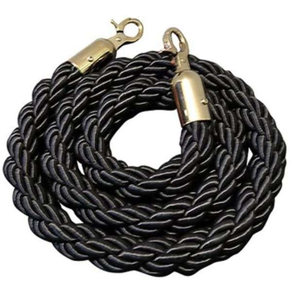 Crowd control rope,  Black - Gold fixing