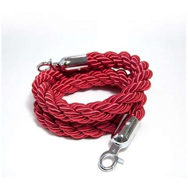 Red rope with silver hooks for Crowd Barrier stands