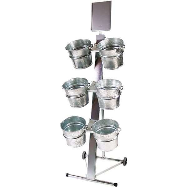Shop Display with 6 buckets, A4 sign holder