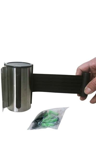 Crowd Barrier, Wall Dispenser, Black with 3meter Black belt