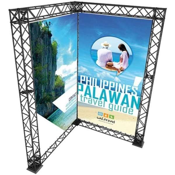 Crown Truss Corner Banner, 15 x 15 cm, black exhibition wall