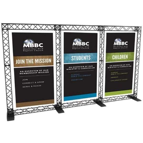 Crown Truss Triple Banner, 15 x 15 cm, black exhibition wall