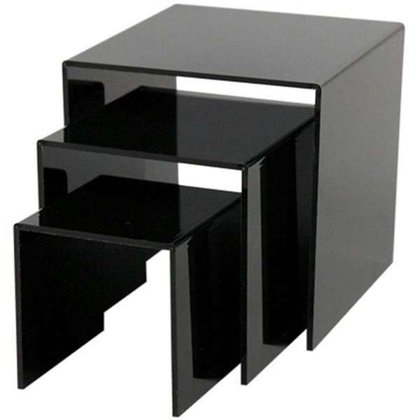 Nesting Shelves x 3, black, acrylic