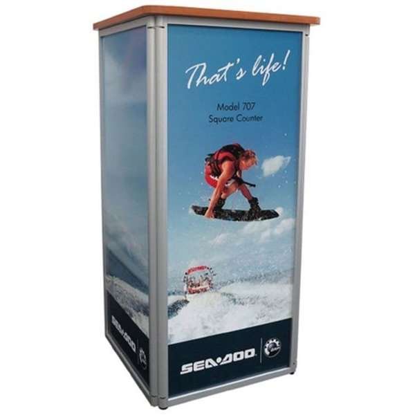 Square Counter, with top plate in wooden look