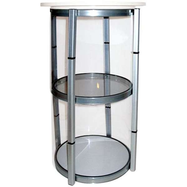 Circle Counter, white, with 8 PET panels and suitcase