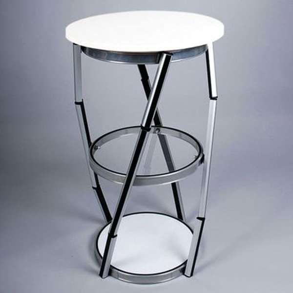 Circle Counter, white, with 8 PET panels and suitcase