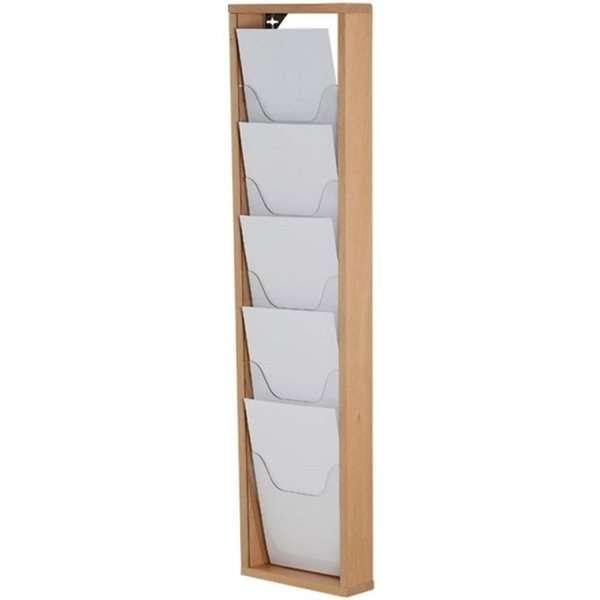 Wooden Brochureholder Wall. Natural wood. 5xA4
