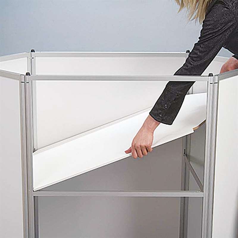 Expo Counter, 5-sided exhibition desk with white top plate