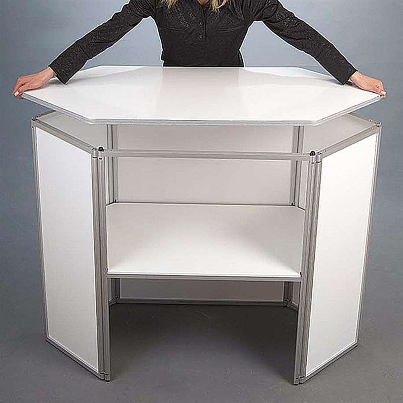 Expo Counter, 5-sided exhibition desk with white top plate