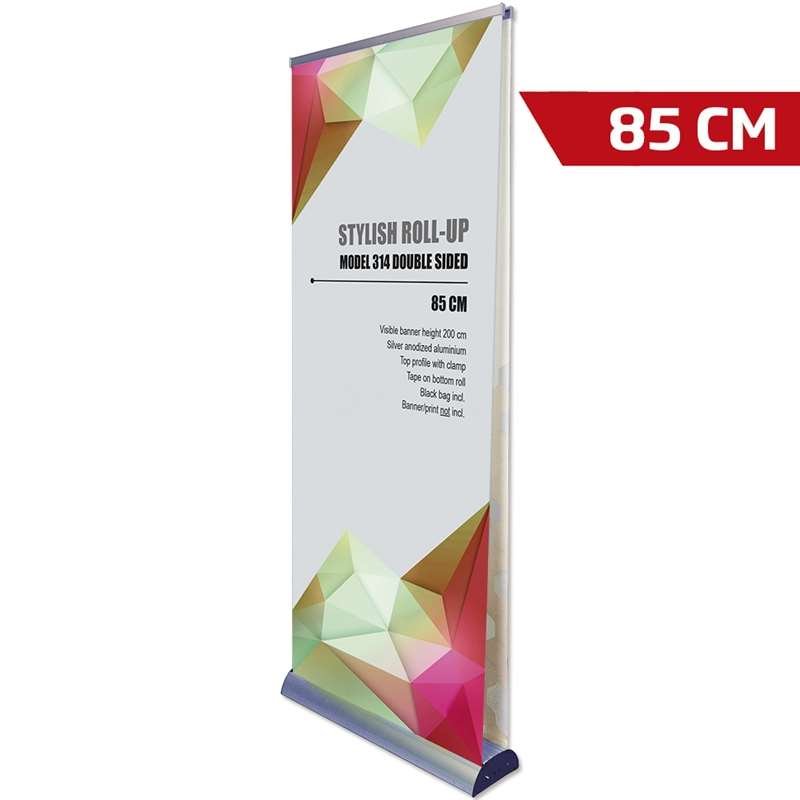 Stylish Roll-up, double-sided, silver, 85 cm, incl. banner and print