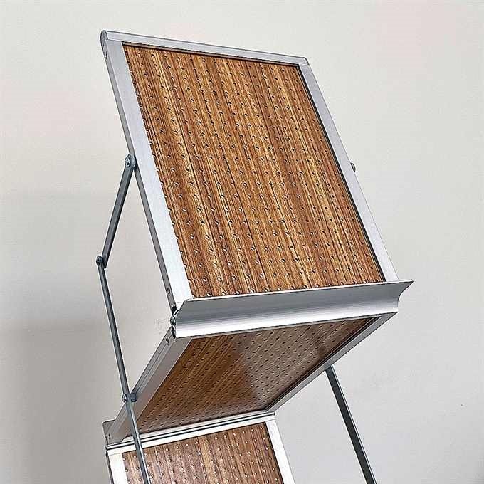 Flex Brochure stand 6 x A4, alu/wood incl. suitcase