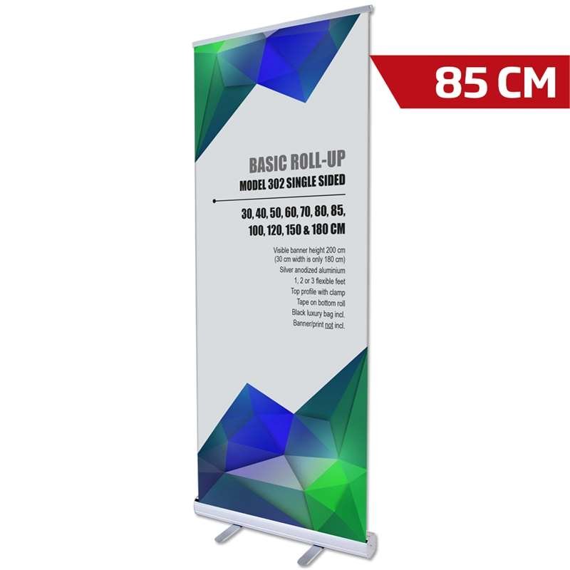 Basic Roll-up, single-sided, aluminum/silver, 85 cm, incl. banner print #1