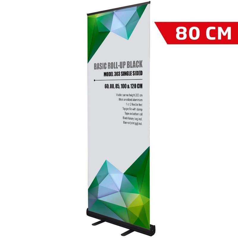 Basic Roll-up, black, single sided, 80 cm, alu