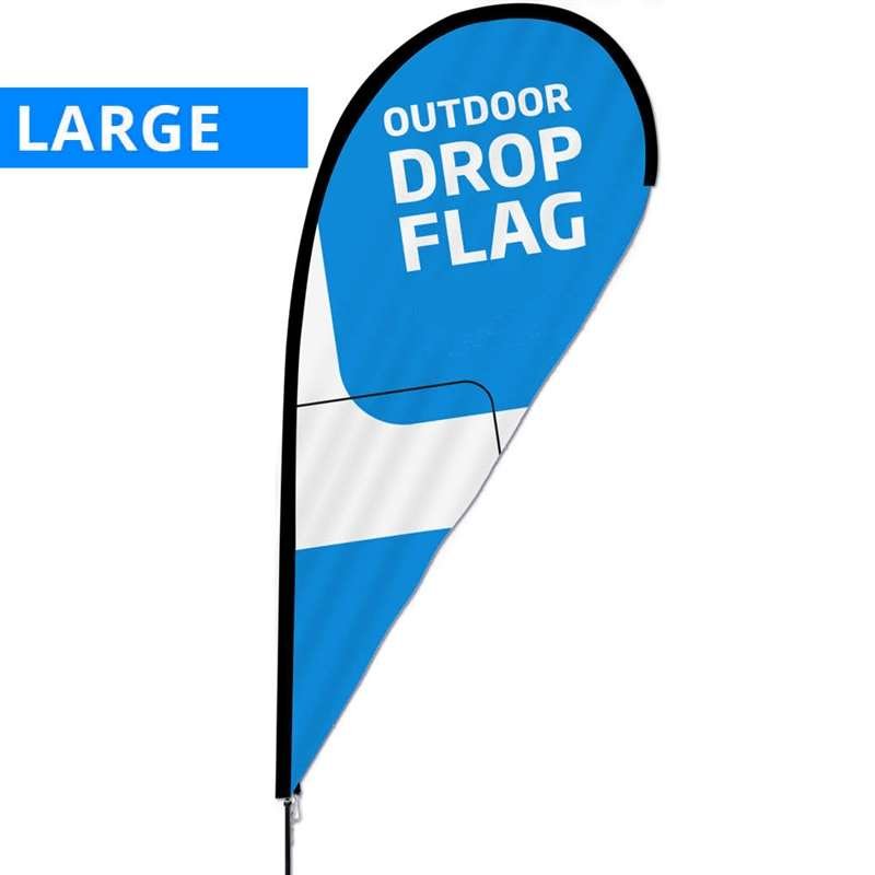 Outdoor Teardrop Flag, Large, incl. printed flag and black pole #1