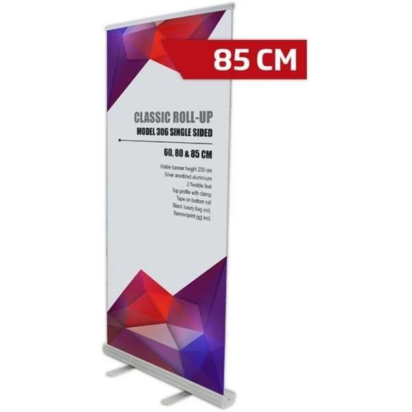 Classic Roll-up single-sided - 85x200 cm - silver - with banner and print