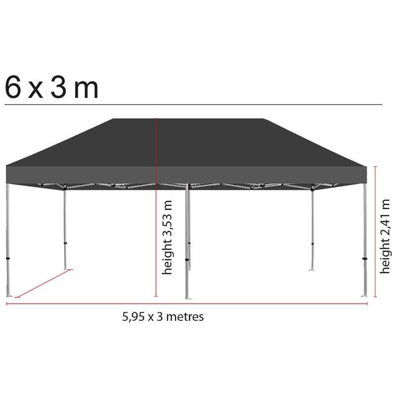 Event Tent Lux, 3 x 6 m, alu/silver poles, black top