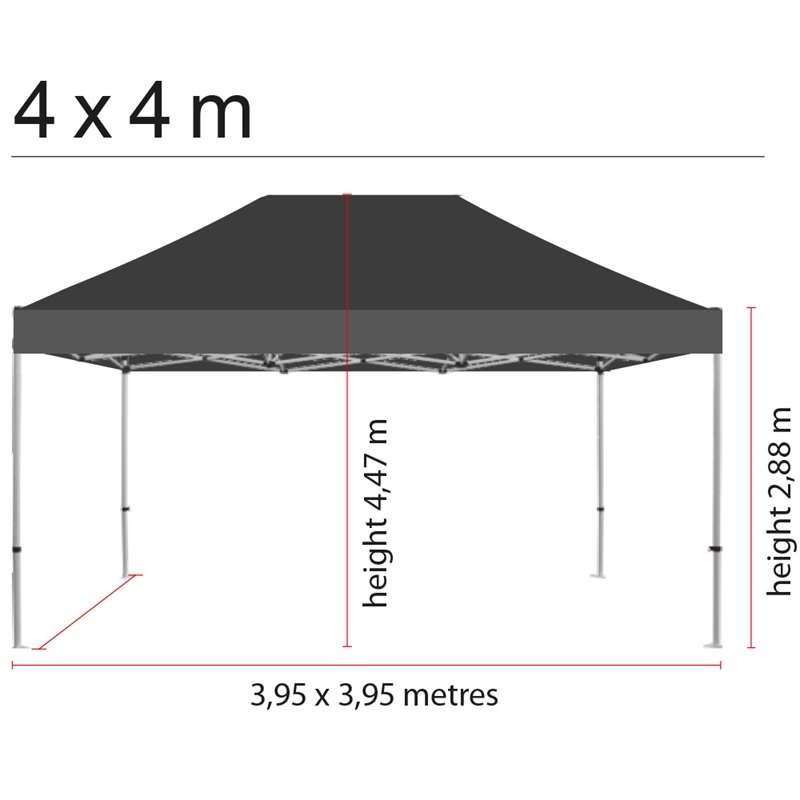 Event Tent Lux, 4 x 4 m, alu/silver poles, black top