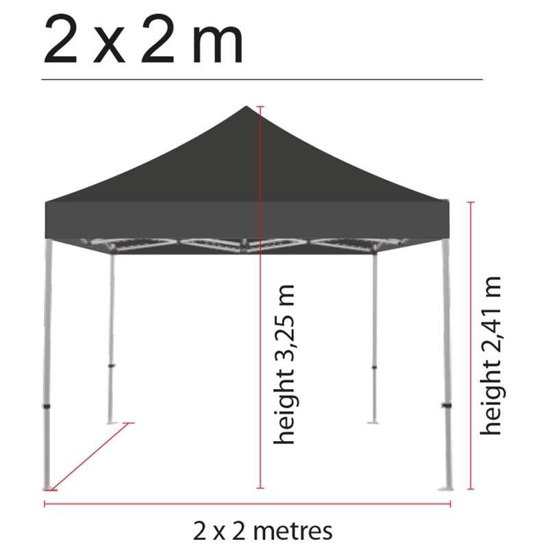 Event Tent Lux, 2 x 2 m, alu/silver poles, black top