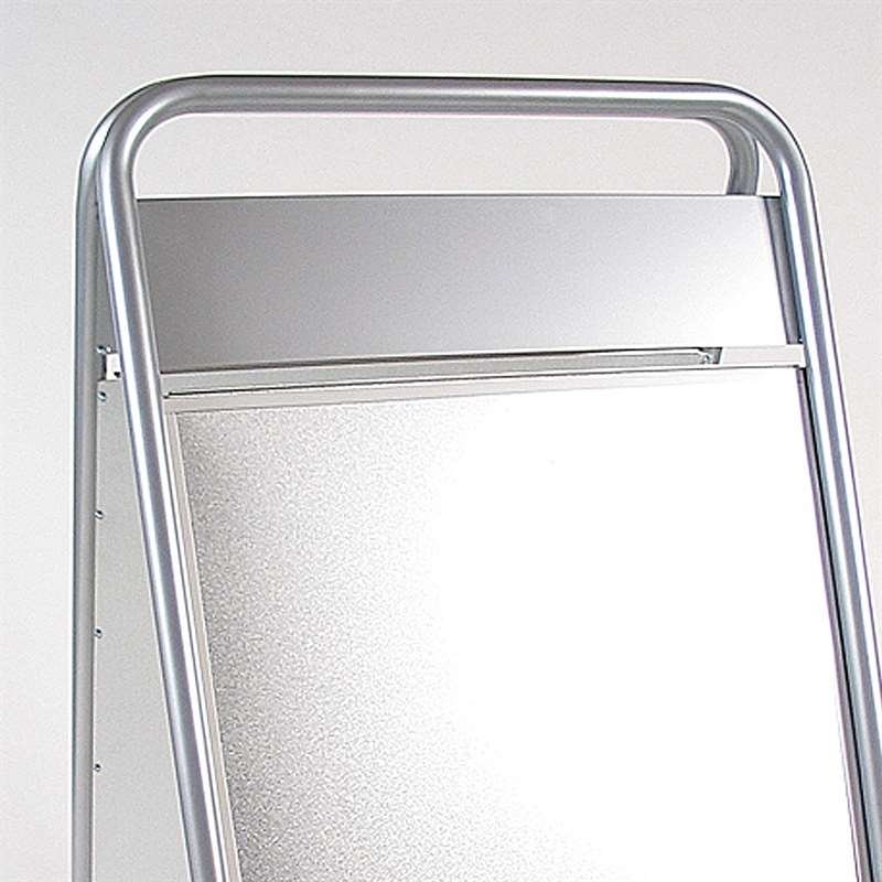 Expo Sign Lux Pavement Board with logo plate and wheels, silver, 50 x 70 cm