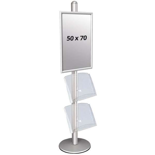 MULTISTAND 3 Single sided with 2 acryl shelve 25mm 1 x 50x70 cm Alu