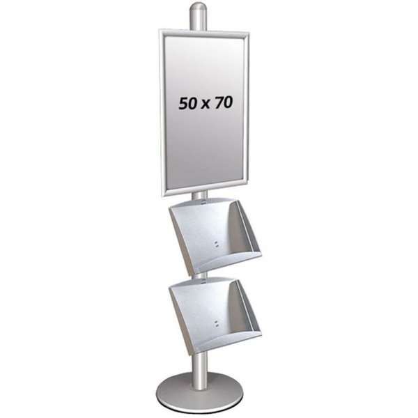 MULTISTAND 3 Single sided with 2 steel shelve 25mm 1 x 50x70 cm Alu