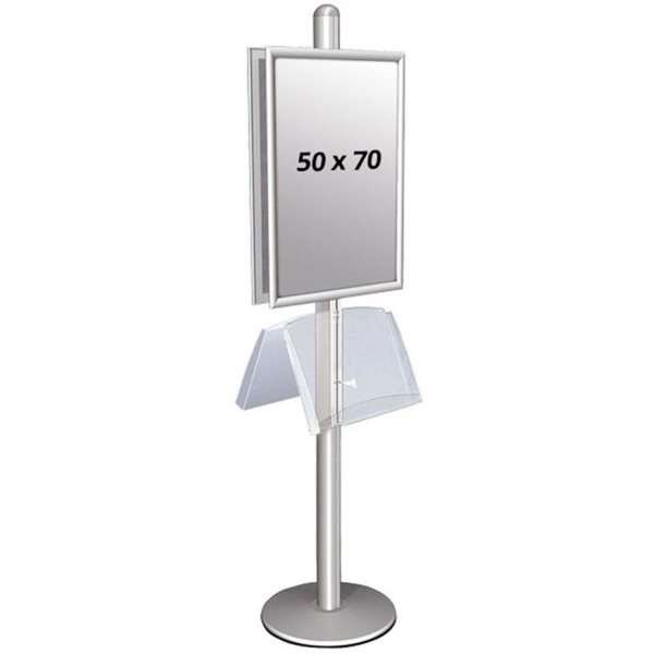 MULTISTAND 2 Double sided with steel shelve 25mm 2 x 50x70 cm Alu