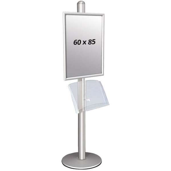 MULTISTAND 1 Singlesided with acrylic shelve 25mm 1x 60x85 cm Alu