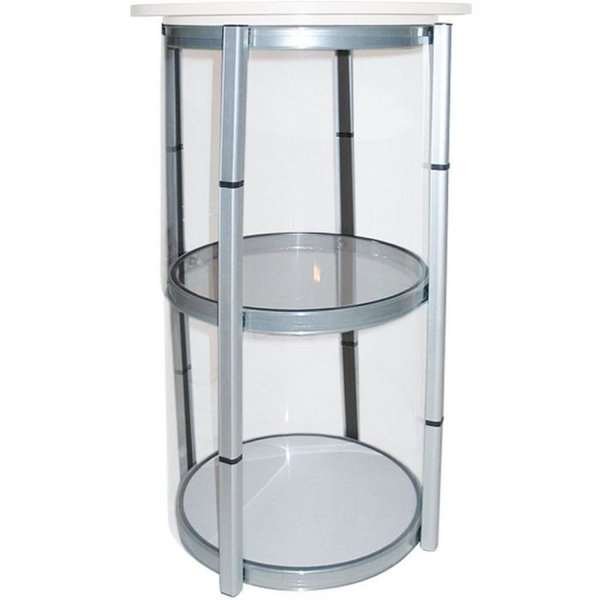 Circle Counter, white, with 8 PET panels and suitcase