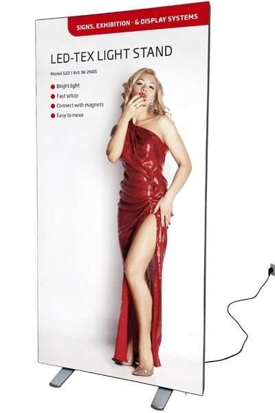 LED-Tex Light Box Stand, double sided, 100 x 250 cm