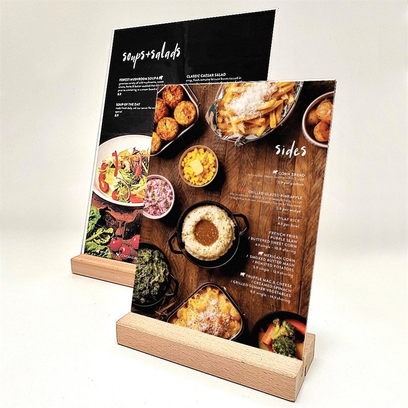 WOOD Block Menu holder acrylic A5 vertical/angled