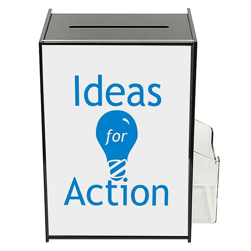 Tip Box Black with A4 info and M65 brochure holder, acrylic