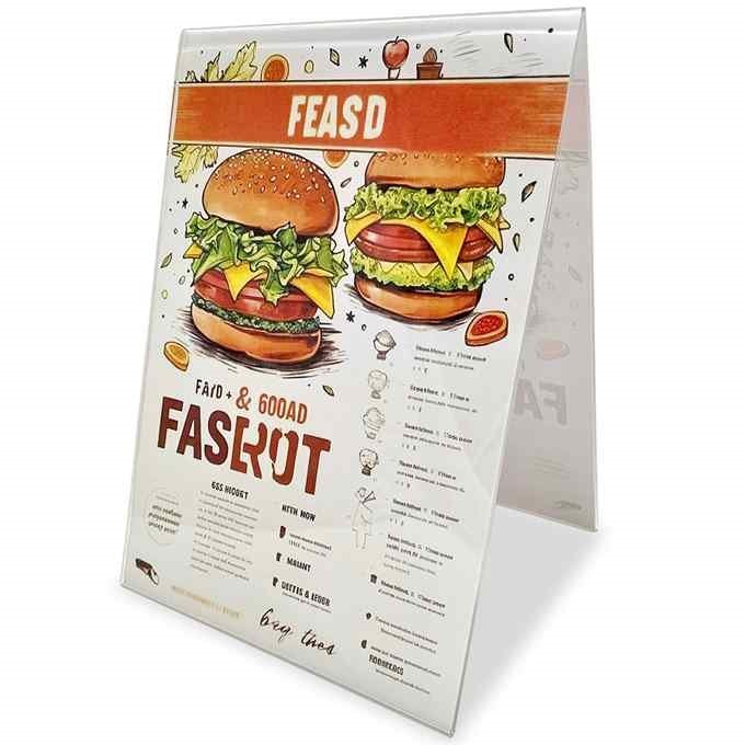 A-Menu holder, vertical A4 acrylic display, double sided
