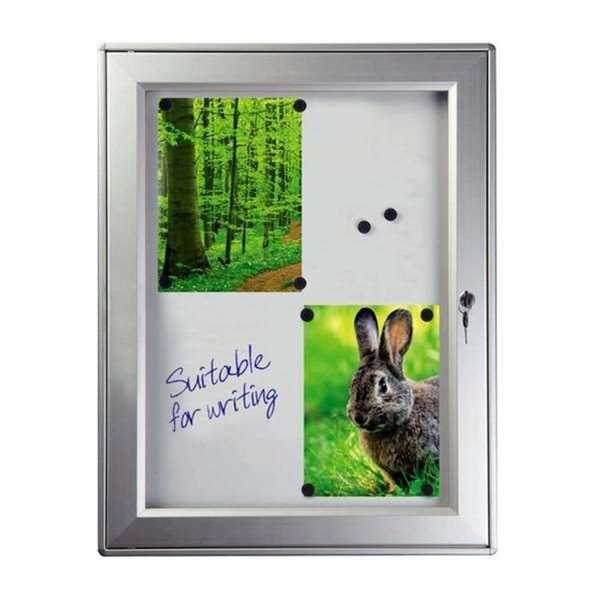 Infobox Magnetic, alu/silver, with lock, 4 x A4