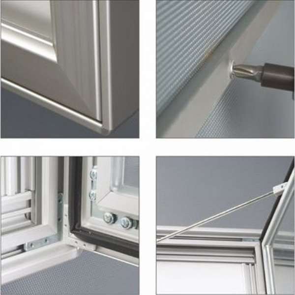 Infobox Magnetic, alu/silver, with lock, 4 x A4