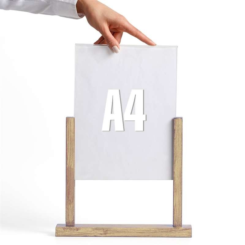Wooden Menuholder, light, with A4 acrylic holder