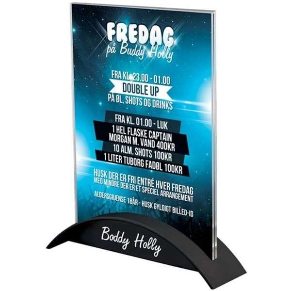 Rocket Menuholder with black base and A5 acrylic pocket