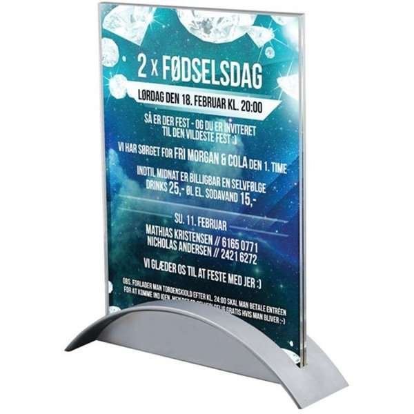 Rocket Menuholder with grey foot and A5 acrylic pocket