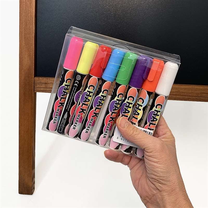 Wooden A-Board, dark stained wooden frame and black chalkboard plate, 60 x 100cm incl. 8 chalk board markers