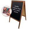 Wooden A-Board, dark stained wooden frame and black chalkboard plate, 60 x 100cm incl. 8 chalk board markers #1