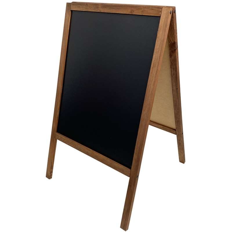 Wooden A-Board, dark stained wooden frame and black chalkboard plate, 60 x 100cm incl. 8 chalk board markers