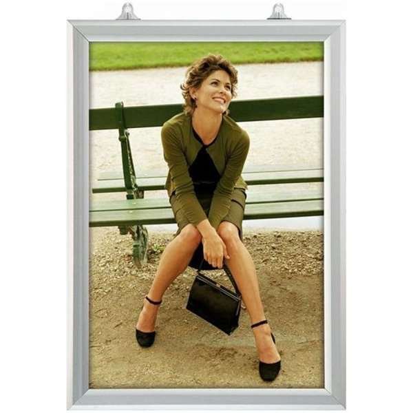 Slide-in frame, double sided, 25 mm, vertical, 50 x 70, alu/silver