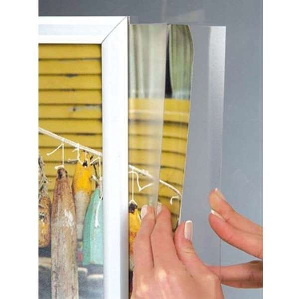 Slide-in frame, double sided, 25 mm, vertical, 50 x 70, alu/silver